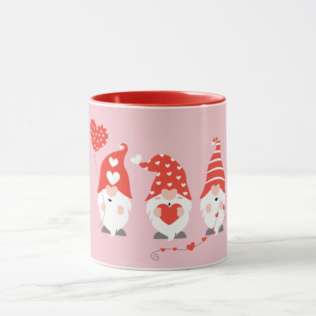 Happy Valentines Day Gnomes Red Pink Tasse (Zentrum)