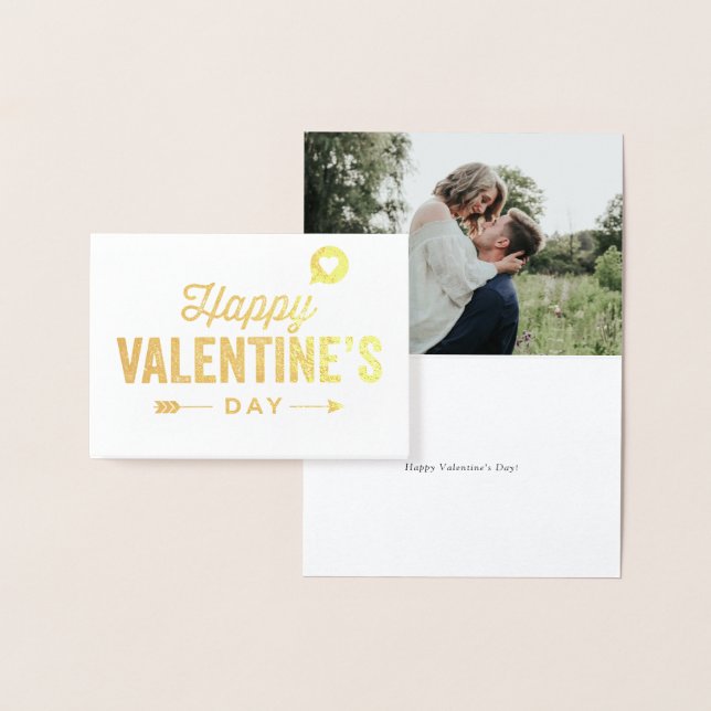 Happy Valentine's Day Gold Foil Custom Foto Card Folienkarte (Anzeige)