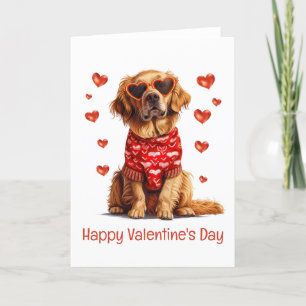 Happy Valentines Day Golden Retriever Dog Feiertagskarte