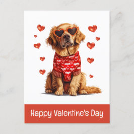 Happy Valentines Day Golden Retriever Dog Feiertagspostkarte