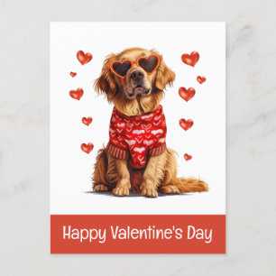 Happy Valentines Day Golden Retriever Dog Feiertagspostkarte
