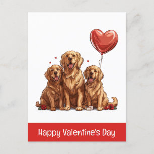 Happy Valentines Day Golden Retriever Dog Feiertagspostkarte