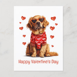 Happy Valentines Day Golden Retriever Dog Feiertagspostkarte