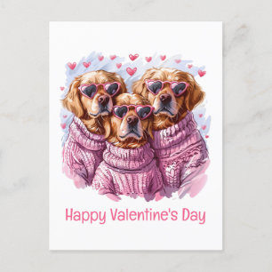 Happy Valentines Day Golden Retriever Hunde Feiertagspostkarte