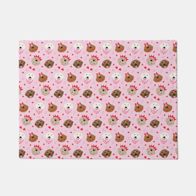 Happy Valentines Day Golden Retriever Hunde Fußmatte (Vorderseite)