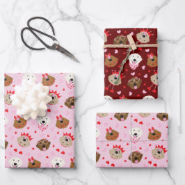Happy Valentines Day Golden Retriever Hunde Geschenkpapier Set