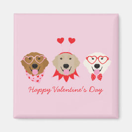 Happy Valentines Day Golden Retriever Hunde Magnet