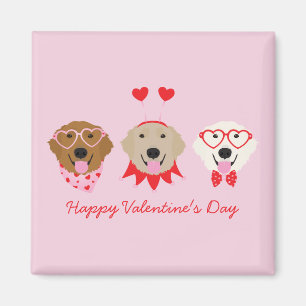 Happy Valentines Day Golden Retriever Hunde Magnet