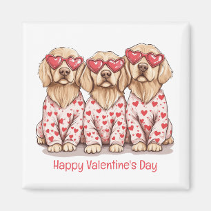 Happy Valentines Day Golden Retriever Hunde Magnet