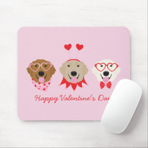 Happy Valentines Day Golden Retriever Hunde Mousepad