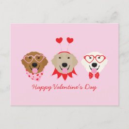Happy Valentines Day Golden Retriever Hunde Postkarte