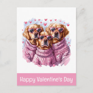 Happy Valentines Day Golden Retriever Hunde Postkarte