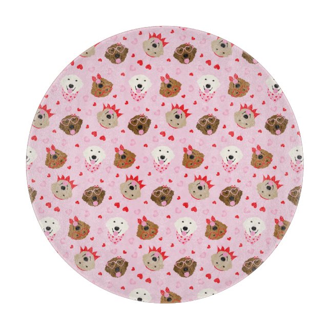 Happy Valentines Day Golden Retriever Hunde Schneidebrett (Vorderseite)