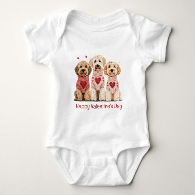 Happy Valentines Day Goldendoodle Hunde Baby Strampler (Vorderseite)
