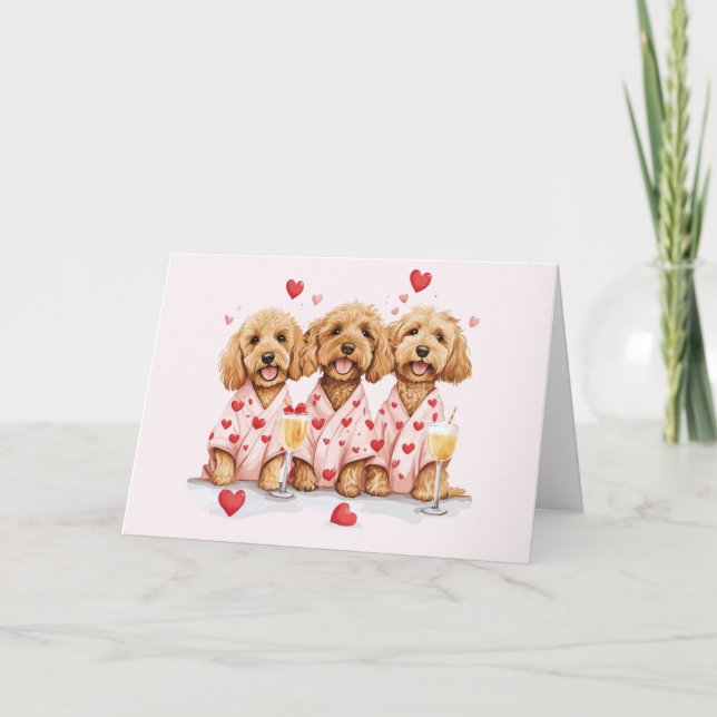 Happy Valentines Day Goldendoodle Hunde Feiertagskarte (Vorderseite)