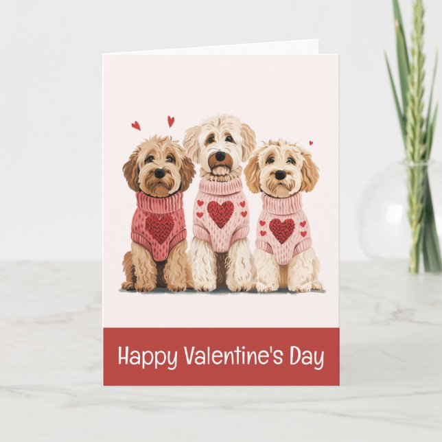Happy Valentines Day Goldendoodle Hunde Feiertagskarte (Vorderseite)