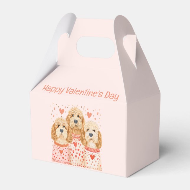 Happy Valentines Day Goldendoodle Hunde Geschenkschachtel (Vorderseite)