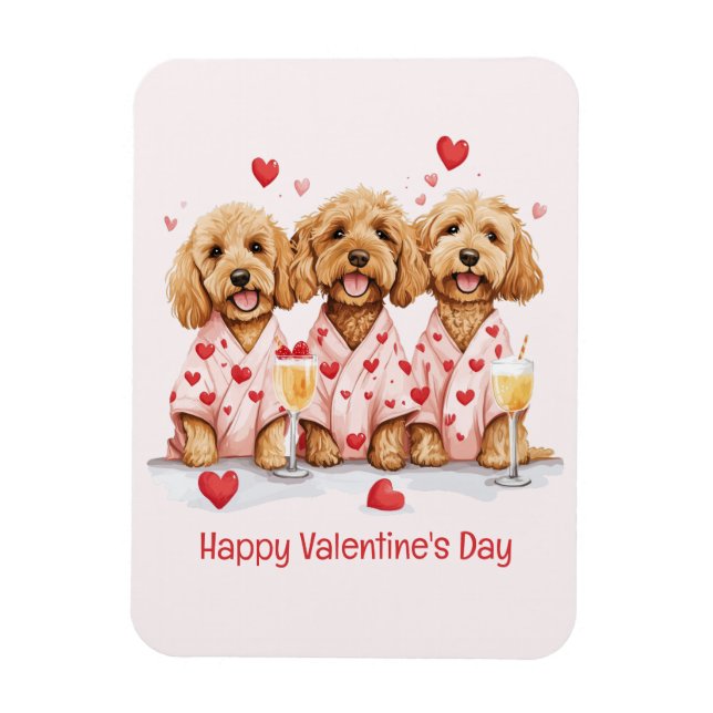 Happy Valentines Day Goldendoodle Hunde Magnet (Vertikal)