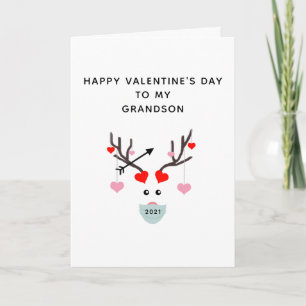 Happy Valentines Day Grandson 2021 Liebe Deer Karte