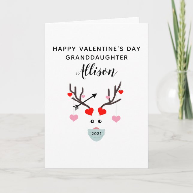 Happy Valentines Day Grandtochter Custom Karte (Vorderseite)
