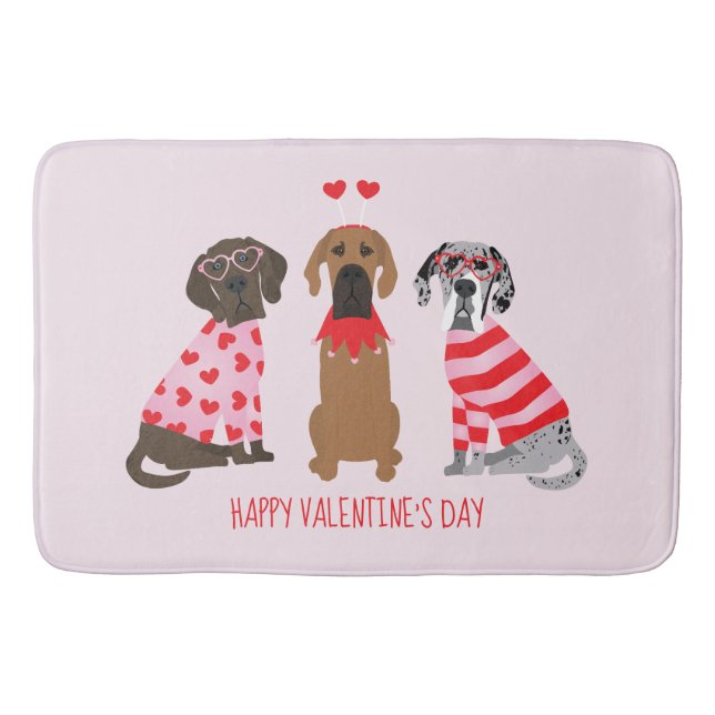 Happy Valentines Day Great Dane Hunde Badematte (Vorderseite)