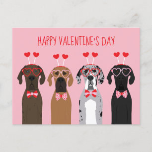 Happy Valentines Day Great Dane Hunde Postkarte