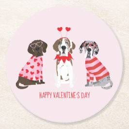 Happy Valentines Day Great Dane Hunde Runder Pappuntersetzer