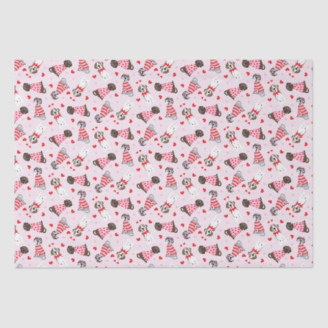 Happy Valentines Day Great Dane Hunde Seidenpapier (Vorderseite)