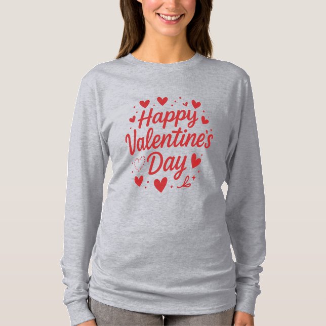 Happy Valentine's Day Grey  T-Shirt (Vorderseite)