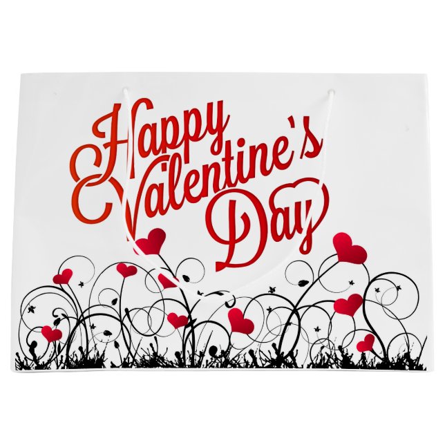 Happy Valentines Day Große Geschenktüte (Vorderseite)