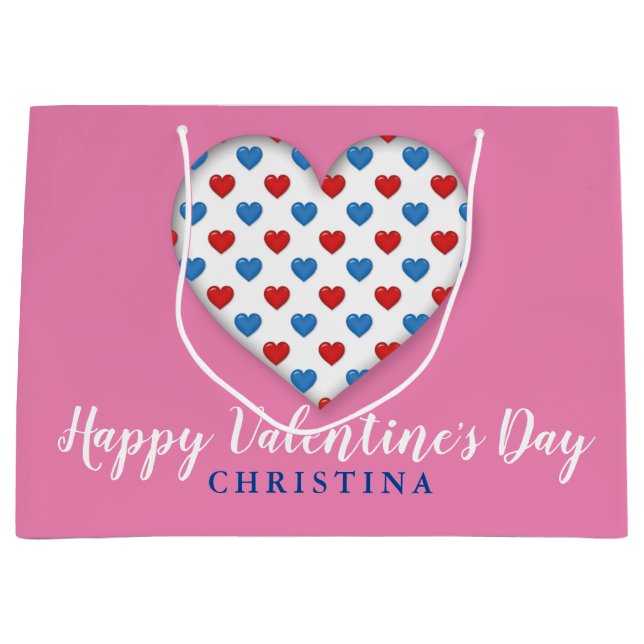 Happy Valentine's Day Große Geschenktüte (Vorderseite)