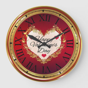Happy Valentine's Day Große Wanduhr
