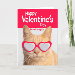 Happy Valentines Day Großtochter Katze in Brille Feiertagskarte