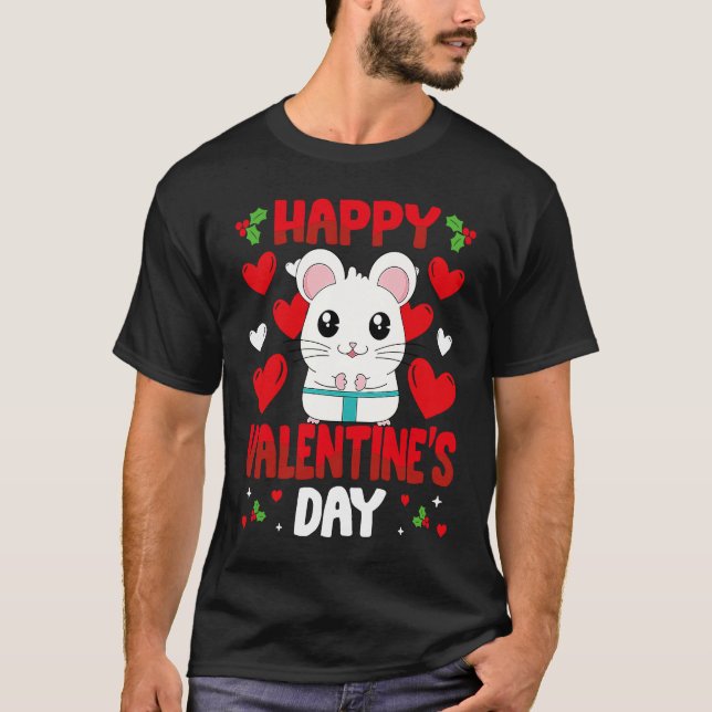 Happy Valentines Day Hamster Heart Love Animal T-Shirt (Vorderseite)
