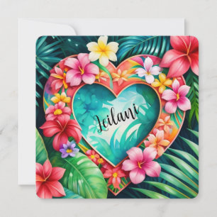 Happy Valentine's Day Hawaiian Lei Mitteilungskarte