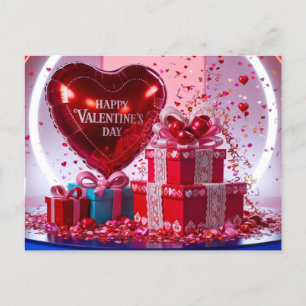 Happy Valentine's Day Heart Ballon, Geschenkboxen Feiertagspostkarte