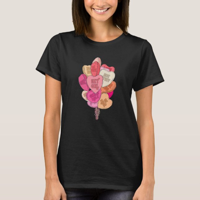Happy Valentine's Day Heart Balloon Candy Groovy V T-Shirt (Vorderseite)