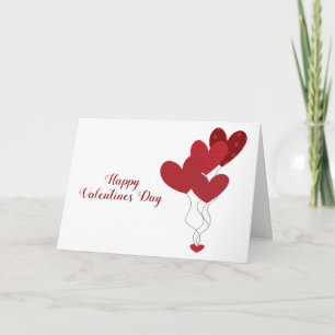 Happy Valentines Day Heart Balloons Red Karte