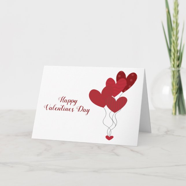 Happy Valentines Day Heart Balloons Red Karte (Vorderseite)