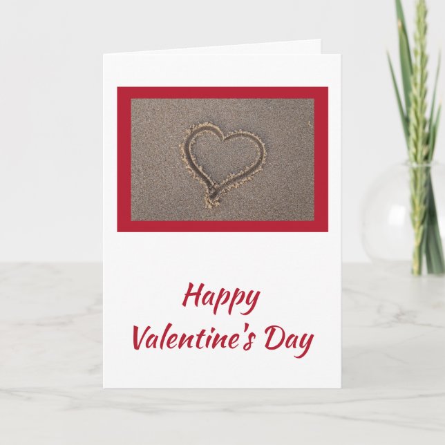 Happy Valentine's Day Heart Beach Sand Karte (Vorderseite)