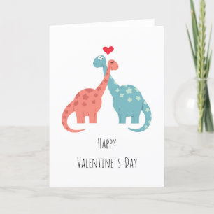 Happy Valentine's Day Heart Liebe Dinosaurier Feiertagskarte