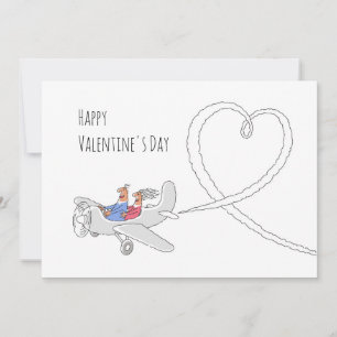 Happy Valentine's Day Heart Liebe Paar Flugzeug Feiertagskarte