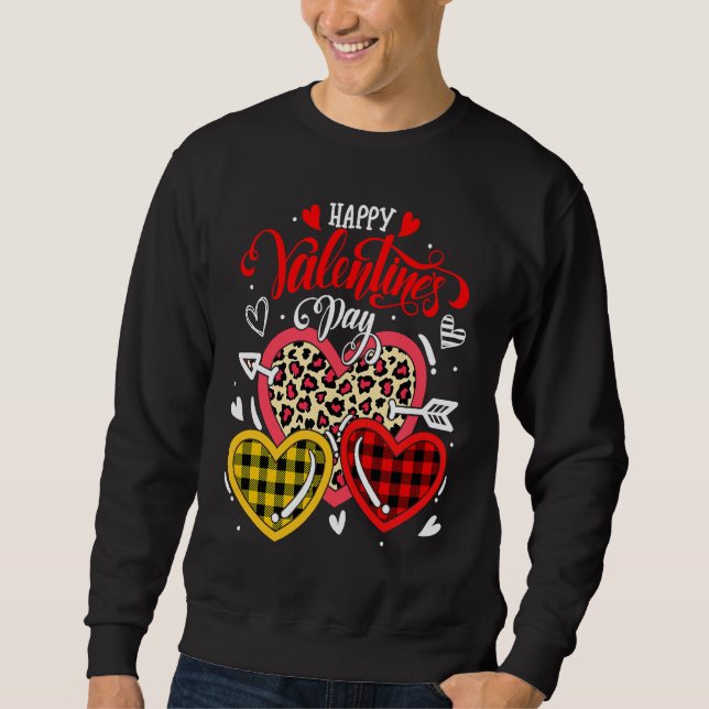 Happy Valentines Day Heart Love  Leopard Buffalo P Sweatshirt (Vorderseite)