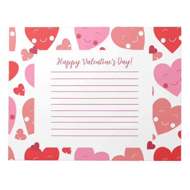 Happy Valentine's Day Heart Notizblock (Vorderseite)