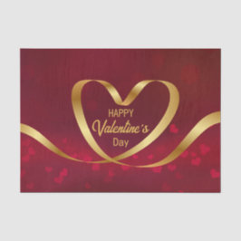Happy Valentine's Day Heart Ribbon Gold Red Seidenpapier