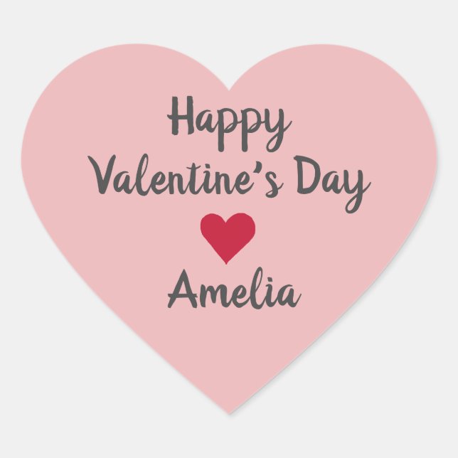 Happy Valentines Day Heart Script Stickers (Vorderseite)