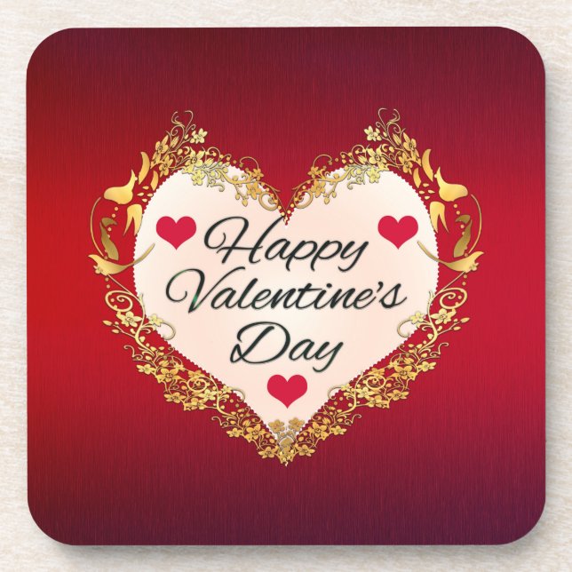 Happy Valentine's Day Heart Shape-47949 Getränkeuntersetzer (Vorderseite)