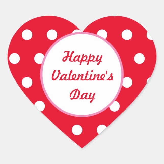 Happy Valentine's Day Heart Stickers (rot & weiß) (Vorderseite)