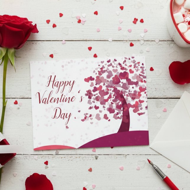 Happy Valentine's Day Heart Tree Postkarte (Von Creator hochgeladen)