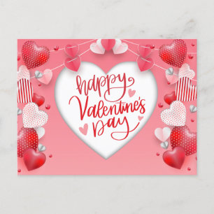 Happy Valentine's Day Hearts and Decorations Feiertagspostkarte